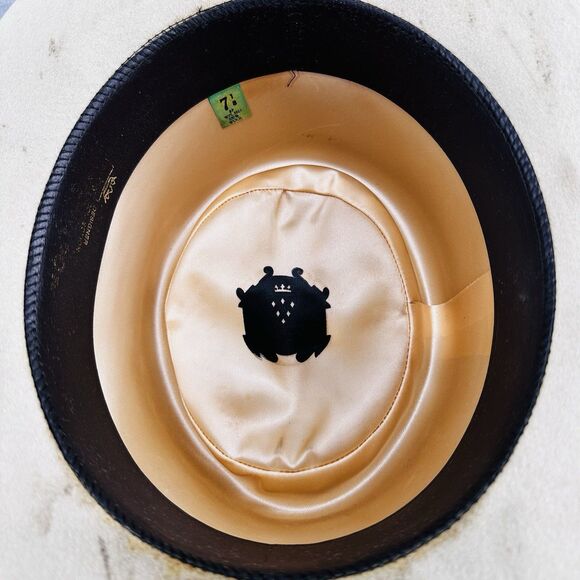 TEMPO FASHIONS DESIGNER - Beige Wool Indented Crown Size 7 1/8 Fedora Hat H7 - Picture 8 of 11